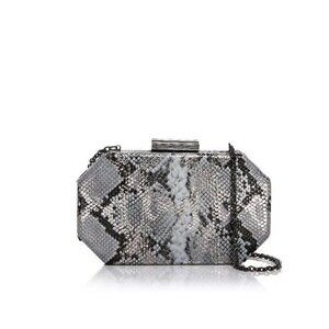 SONDRA ROBERTS python snake women's box clutch shoulder bag-GRAY